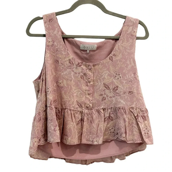 Wayf Mauve Floral Cropped Top - Picture 1 of 4